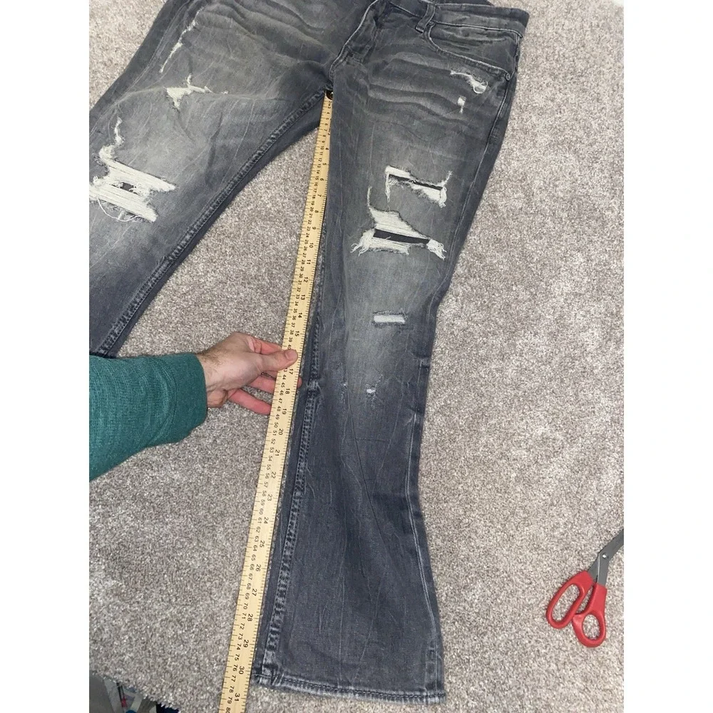 BKE Jake Straight‎ Jeans Mens 38x30 Gray Distressed Stretch Y2K Hipster Trendy